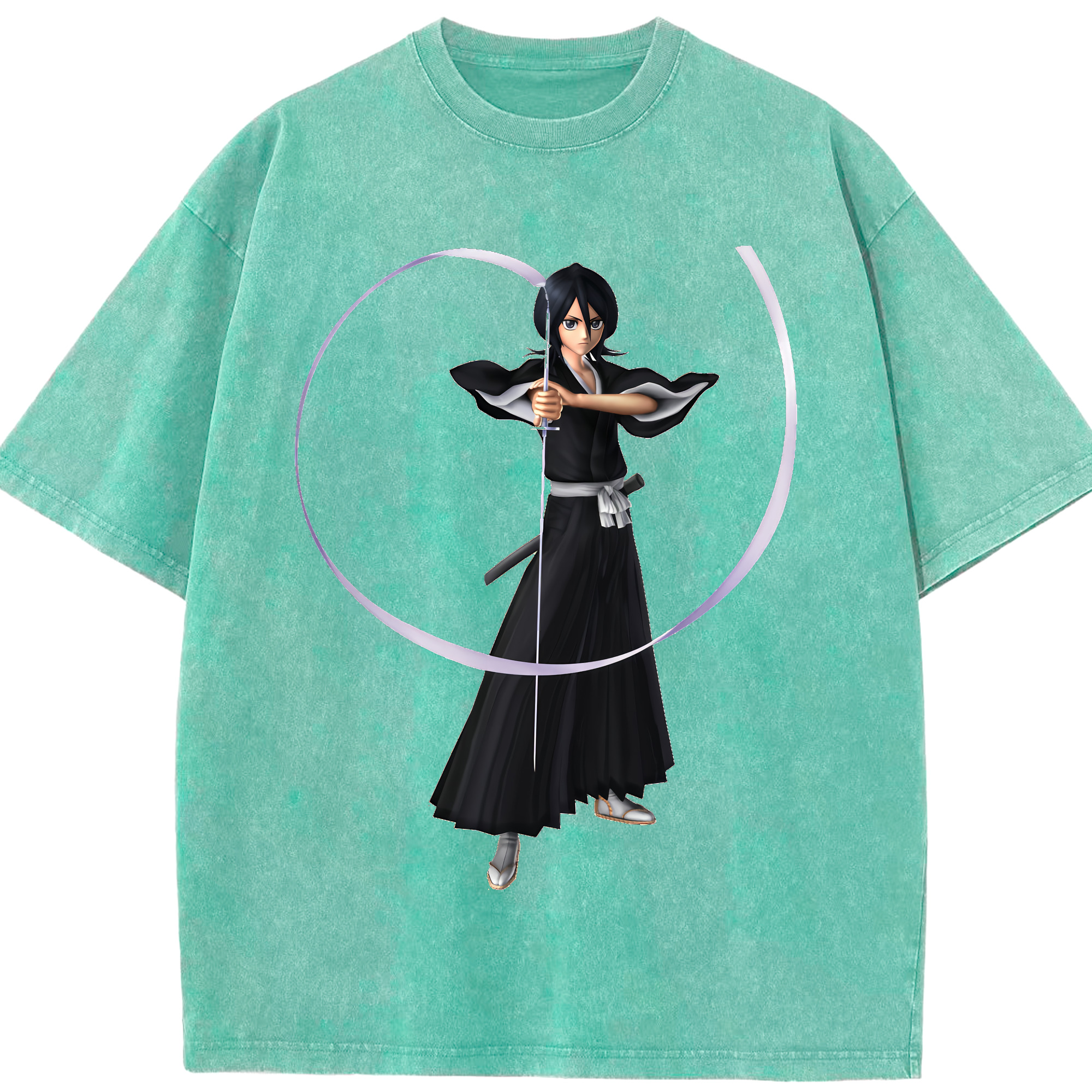 （画像用） ブリーチ 朽木ルキア BLEACH Kuchiki Rukia 綿100% ヴィンテージ風 半袖Tシャツ（フロントプリント）
